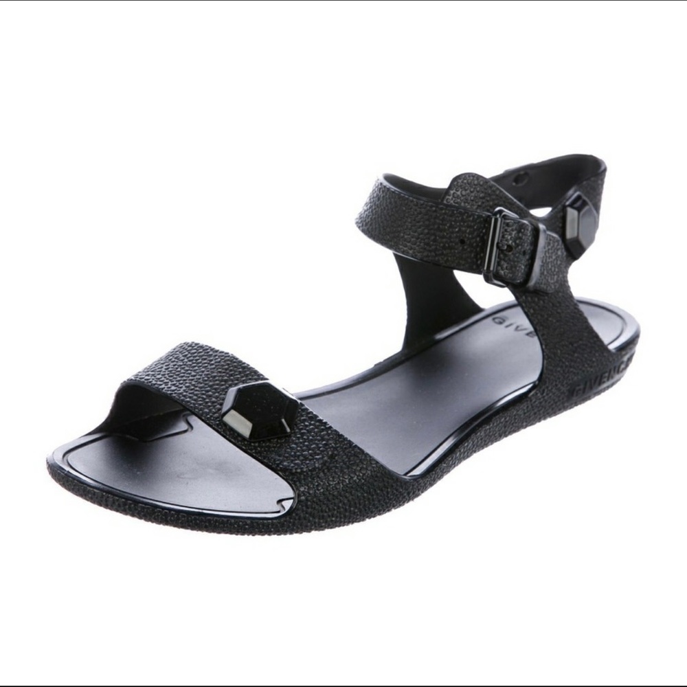 GIVENCHY • Black pebbled rubber jelly sandals